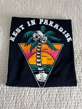 RETROFIT Mens “Rest in Paradise" Skull Island Palm Tree T-Shirt